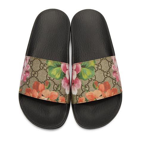 gucci slides floral blue|gucci slides with strawberry.